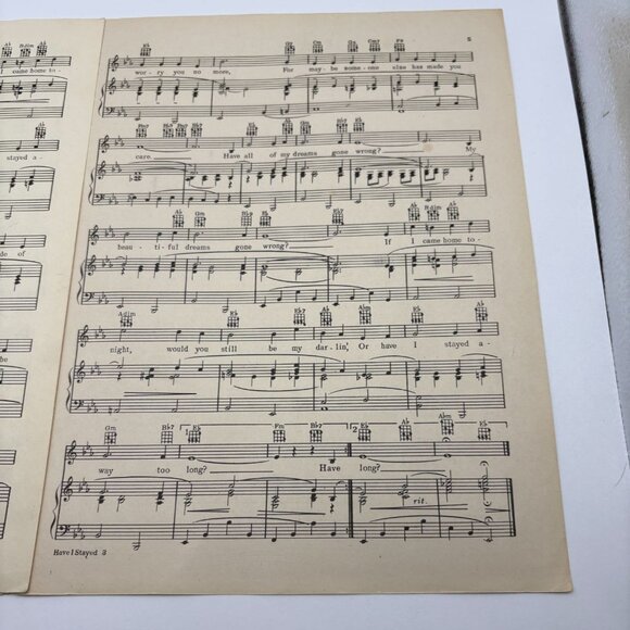 Have I Stayed Away Too Long Piano Sheet Music Frank Loesser Vintage 1943 - Picture 6 of 8